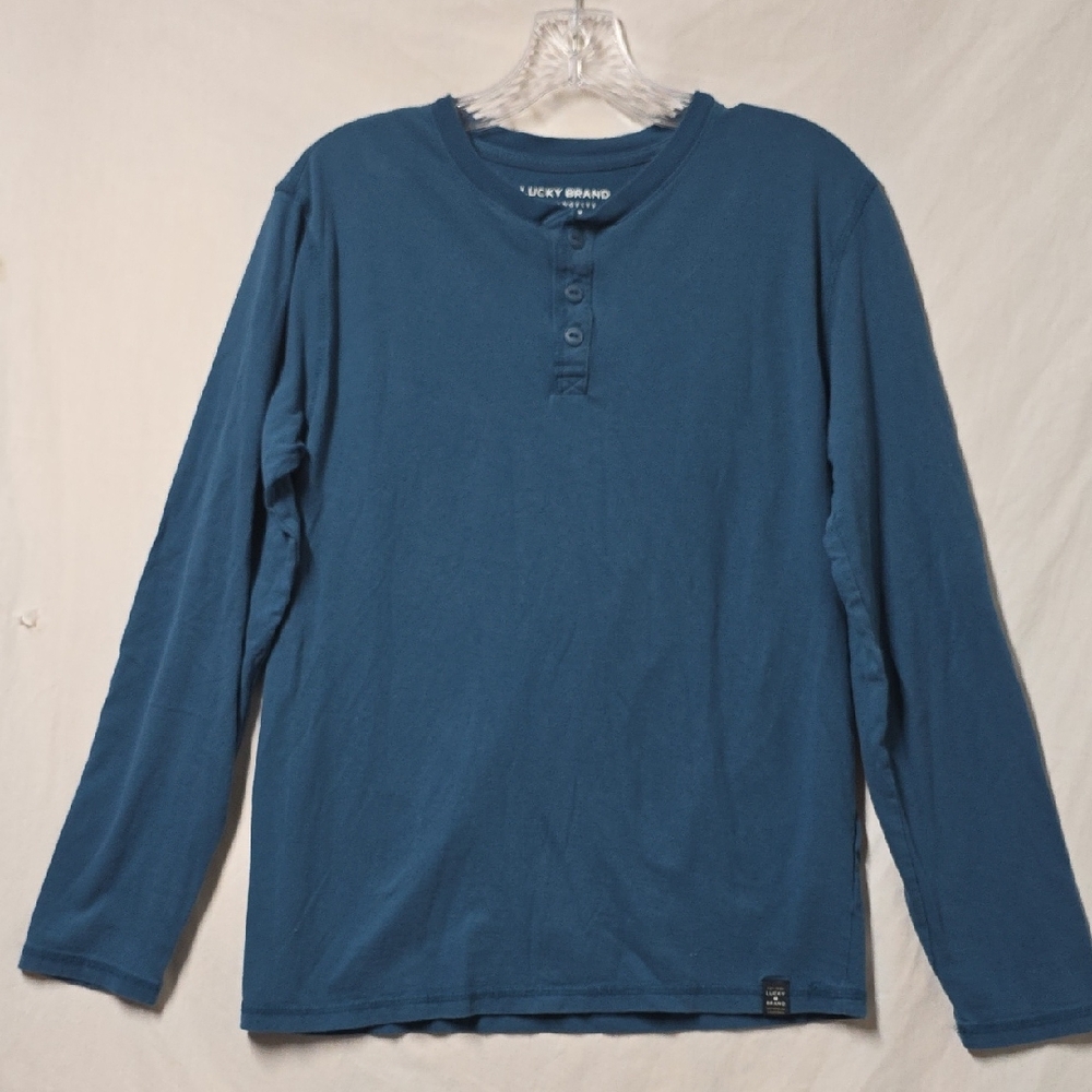 Lucky Brand Men's Blue Long Sleeve Sueded Jersey Shirt Size S